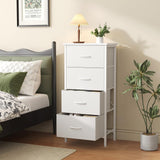 Atilioo Fabric Dresser Nightstand with 4 Drawer for Bedroom, Storage Organizer Unit, Chest of Drawers for Small Spaces, White