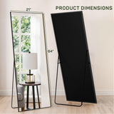 IULULU Full-Length Wall Mirror, Shatter-Proof Glass, Floor/Hanging/Leaning, Aluminum Frame for Bedroom/Cloakroom