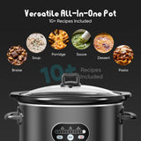 Atilioo 6 Quart Slow Cooker with Ceramic Non-Stick Pot, Programmable Timer & Temperature Control, Removable Stoneware, Dishwasher Safe, Family Size Serves 6 People, Black