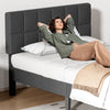 IULULU Bed Frame, Linen Upholstered Platform Bed with Headboard, No Box Spring Needed with 800LBS Solid Wooden Slats Support, No-Noise, Easy Assembly