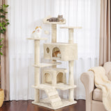 Atilioo Cat Tree Tower with Scratching Post, Multi-Level Cat Condo Pet House Play with Stable Base, Gray