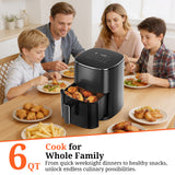 Atilioo 6.34QT Air Fryer, 12-in-1 Cook Modes, Touch Pad, Quick Crispy Meals, Dishwasher Safe Nonstick Basket, Black