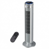Atilioo Tower Fan with Remote, 35" Bladeless Standing Floor Fan with 5 Speeds, 64° Oscillation,12H Timer, Quiet Operation & Sleep Mode, Silver