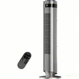 Atilioo Tower Fan with Remote, 35" Bladeless Standing Floor Fan with 5 Speeds, 64° Oscillation,12H Timer, Quiet Operation & Sleep Mode, Silver