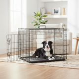 Atilioo Folding Pet Kennel, Double Door Metal Wire Dog Crate with Divider Panel, Leak-Proof Pan Tray, 36 inch