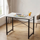 Atilioo Modern Computer Desk, Office Writing Study PC Table for Kids & Students with Storage Bag & Headphone Hooks for Home Bedroom, 31" Rustic Brown