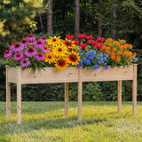 Atilioo Wooden Raised Garden Bed with Legs, 34x18x30 Inch Elevated Reinforced Planter Box for Backyard, Patio, Balcony w/ Liner, Natural
