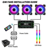 HopeRacer GIM 120mm RGB Case Fans and PC Light Strips for Gaming Case, 3 Pack Quiet Computer Cooling LED Fans and Magnetic Strips, Motherboard Addressable Sync - hoperacer.com