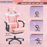 HopeRacer Massage Gaming Chair with Headrest and Lumbar Pillow Support (Hot-Pink) - hoperacer.com