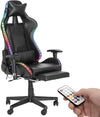 RGB LED Video Gaming Chair Office Desk Chair with Massage Lumbar Support