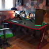 Z Shape Pink Gaming Desk - hoperacer.com