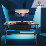 Z-Shaped Gaming Desk Racing with LED Light - hoperacer.com
