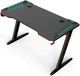 Z Shaped Gaming Desk with LED Light - hoperacer.com